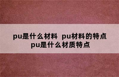 pu是什么材料  pu材料的特点 pu是什么材质特点